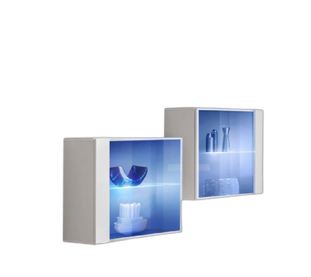 Xlmoebel Hängeschrank Moderne Wohnwand Neue Gestaltung Vitrine Regal Weiß Zimmer lebendig (3-St., Nur 2x Hänge Vitrine + Wandregal) Hergestellt in Europa von Xlmoebel