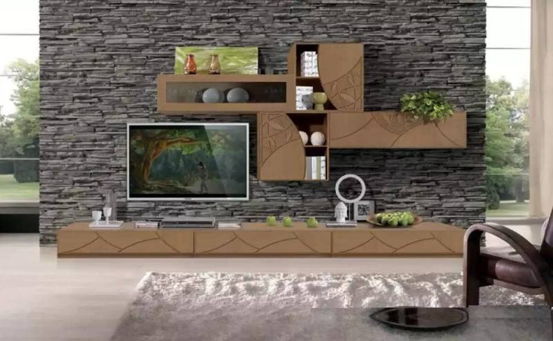 Xlmoebel Wohnwand Neu gestaltetes Wohnzimmer-Sideboard in brauner Farbe mit Regal, (1-St., Wohnwand), Hergestellt in Europa von Xlmoebel