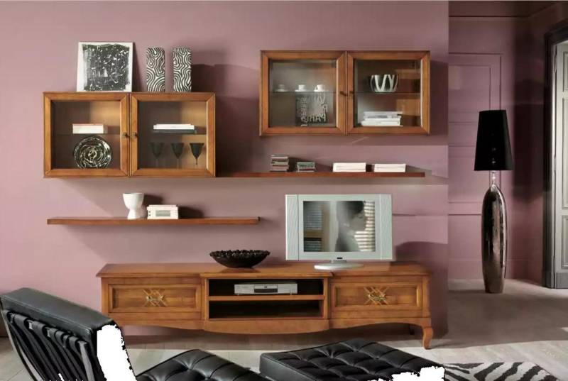 Xlmoebel Wohnwand Neue Wohnwand mit Designer-Wohnzimmermöbeln: 4x braune Wandschränke, (Set 7tlg. Wohnwand (Lowboard + 4x Wandschränke + 2x Wandregale), Hergestellt in Europa von Xlmoebel