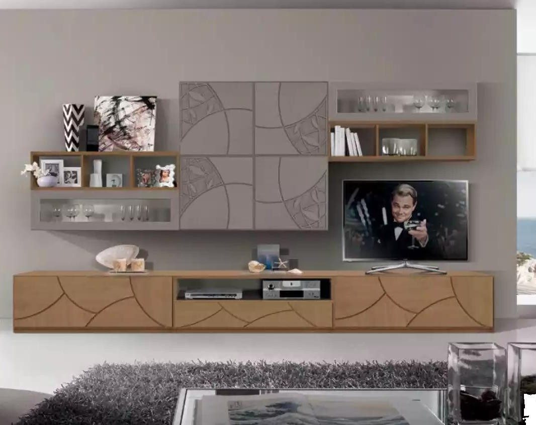 Xlmoebel Wohnwand Neuer italienischer Wandregal-Schrank aus Holz für das Wohnzimmer im, (Wohnwand), Hergestellt in Europa von Xlmoebel