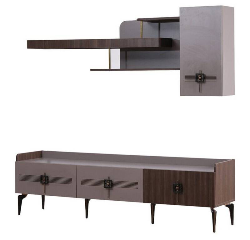 Xlmoebel Wohnwand Sideboard Lowboard tv Unit Wohnzimmerschrank Holz Möbel Sofort, (1-St., TV-Lowboard + Regal), Hergestellt in Europa von Xlmoebel
