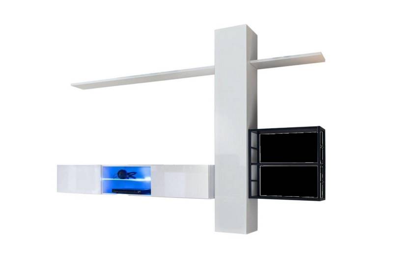 Xlmoebel Wohnwand Weiße Wohnkombination 270 cm Wandschränke Wandregale Fernsehtisch, (5-St., TV Ständer + Wandschrank + 3x Wandregal), Hergestellt in Europa von Xlmoebel