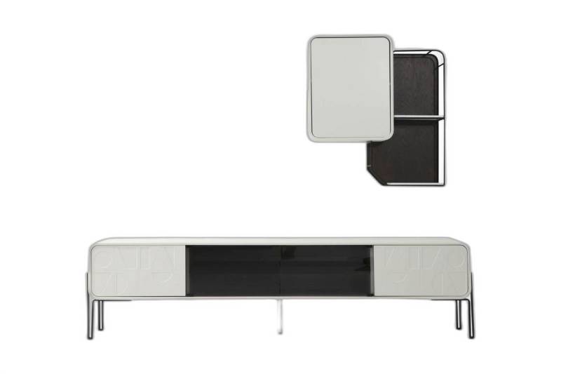 Xlmoebel Wohnwand Wohnkombination RTV Ablage Regal TV Halterung Set Holz Modern Weiß, (3-St., 1x RTV + 1x Regale + 1x Schrank), Hergestellt in Europa von Xlmoebel