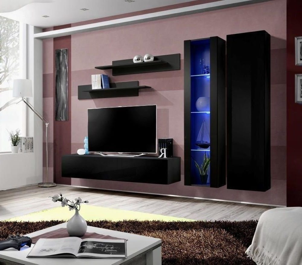 Xlmoebel Wohnwand Wohnraummöbel Set 5tlg. Wohnanordnung Stil Neu Möbel Fernsehtisch, (5-St., TV Ständer + Wandschrank + Hänge Vitrine + 2x Wandregal), Hergestellt in Europa von Xlmoebel