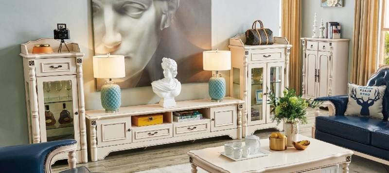 Xlmoebel Wohnwand Wohnzimmer-Möbel Set mit TV-Unterschrank und eleganter Vitrine im, (3-St., 3tlg. Wohnwand (TV-tische+2x Vitrine), Hergestellt in Europa von Xlmoebel