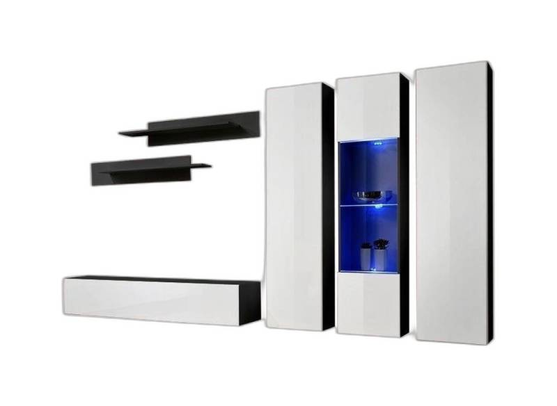 Xlmoebel Wohnwand Wohnzimmermöbel Set 6-teilig TV-Möbel Hängeregal Schrankkombination, (6-St., Hänge Vitrine + TV Ständer + 2x Wandregal + 2x Wandschrank), Hergestellt in Europa von Xlmoebel