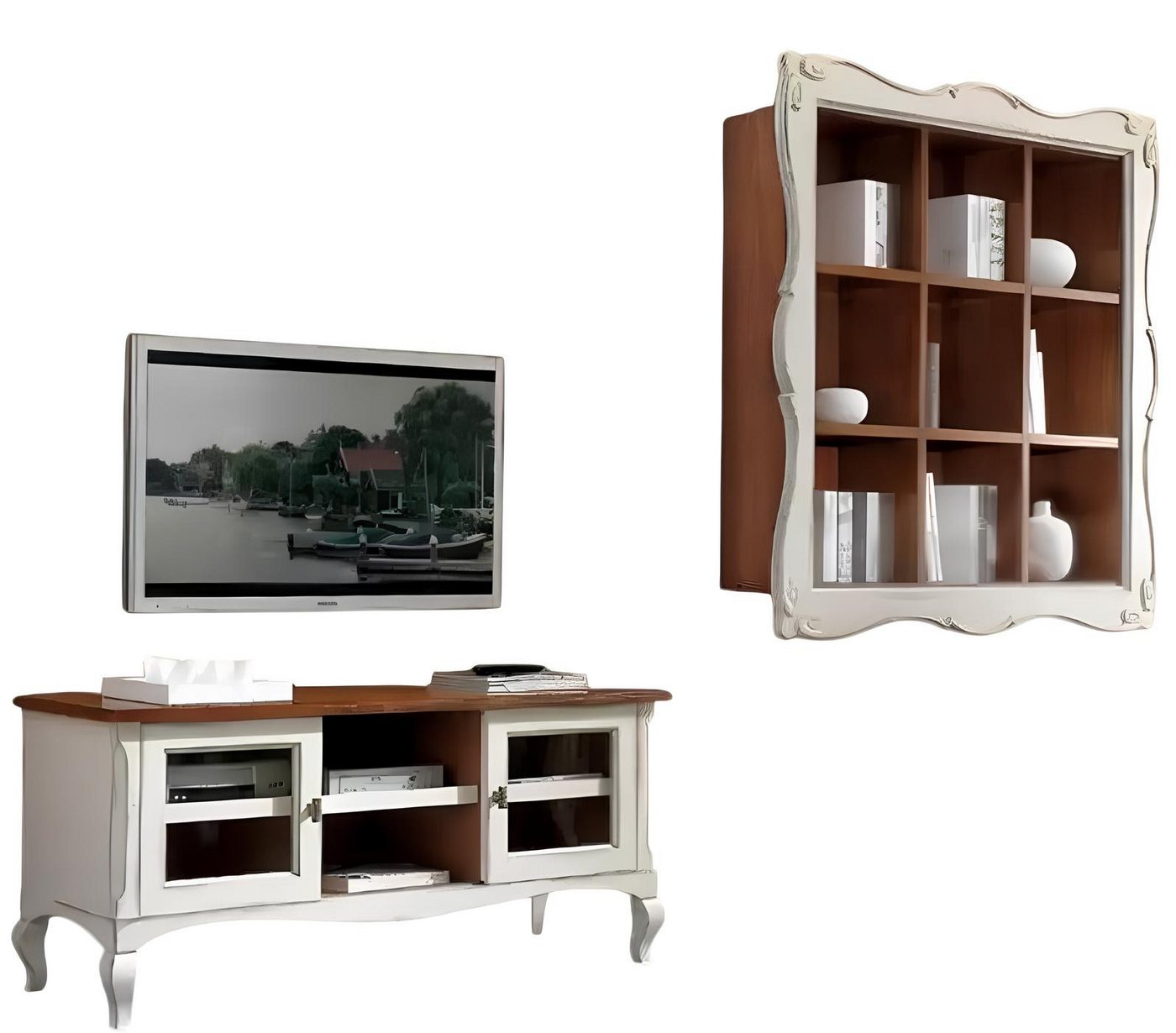 Xlmoebel Wohnwand Wohnzimmermöbel-Set mit klassischem Design, bestehend aus Wandschrank, (2-St., Set 2tlg. Wohnwand (Lowboard + Wandschrank), Hergestellt in Europa von Xlmoebel