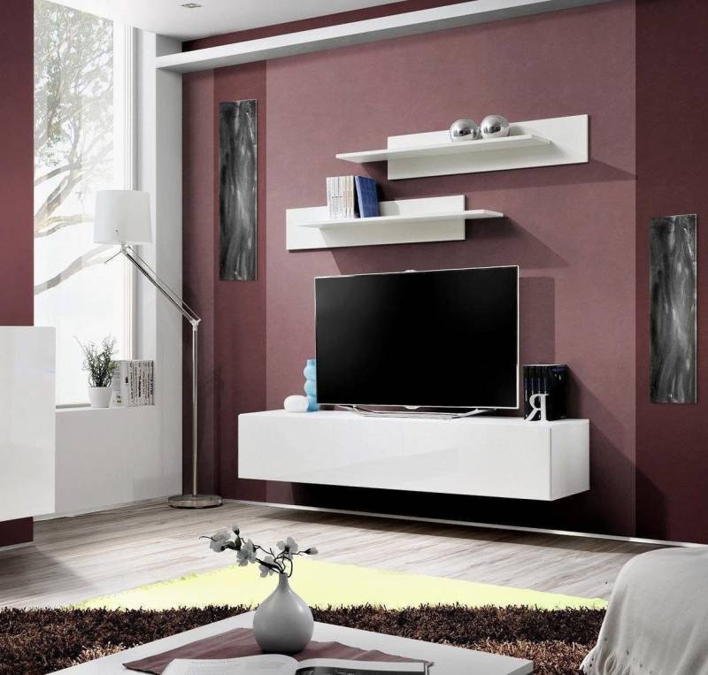 Xlmoebel TV-Wand Zeitgemäßer TV-Halter Lowboard Wohnmöbel Gestaltung Wandregale, (3-St., TV Ständer, 2x Wandregal), Hergestellt in Europa von Xlmoebel