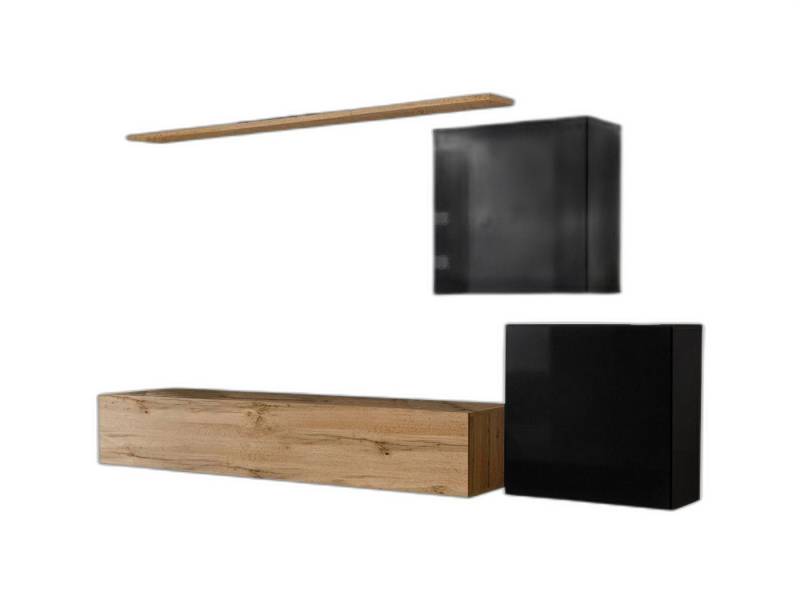 Xlmoebel Wohnwand Zeitgenössisches Neu Sideboard in Braun für Ihr Wohnzimmer aus Holz, (4-St., 1x Wohnwand + 1x TV Ständer + 2x Wandschrank + 1x Wandregal), Hergestellt in Europa von Xlmoebel