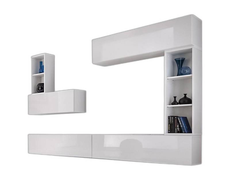 Xlmoebel Wohnwand Zeitgenössisches Wohnzimmerregal TV-Ständer Holz Designer Wandregale, (Wohnwand), Hergestellt in Europa von Xlmoebel