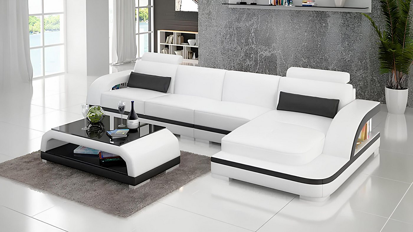 Xlmoebel Wohnzimmer-Set 2-teiliges Set mit Designer-Sofas für das Wohnzimmer, (Ecksofa L-Form + Couchtisch), Hergestellt in Europa von Xlmoebel