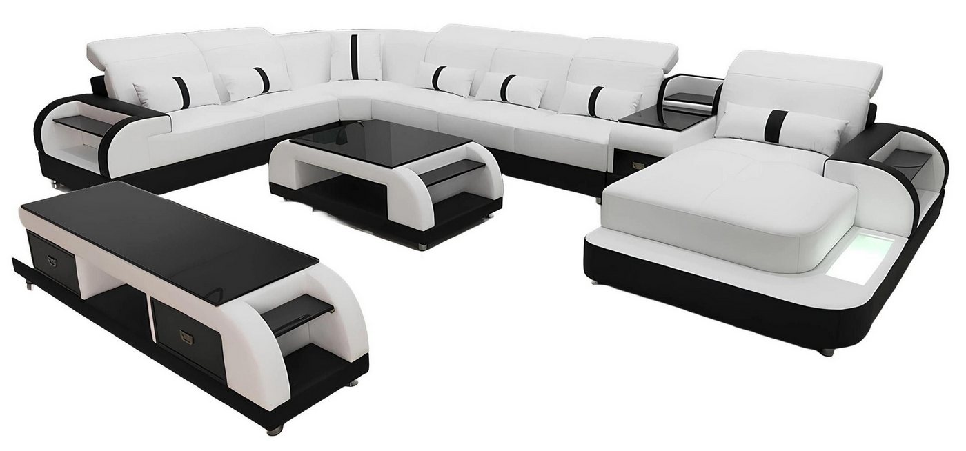 Xlmoebel Wohnzimmer-Set 3-teiliges Set für das Wohnzimmer mit Sofa, Couchtisch und Sideboard, (Ecksofa U-Form + Couchtisch + Sideboard), Hergestellt in Europa von Xlmoebel