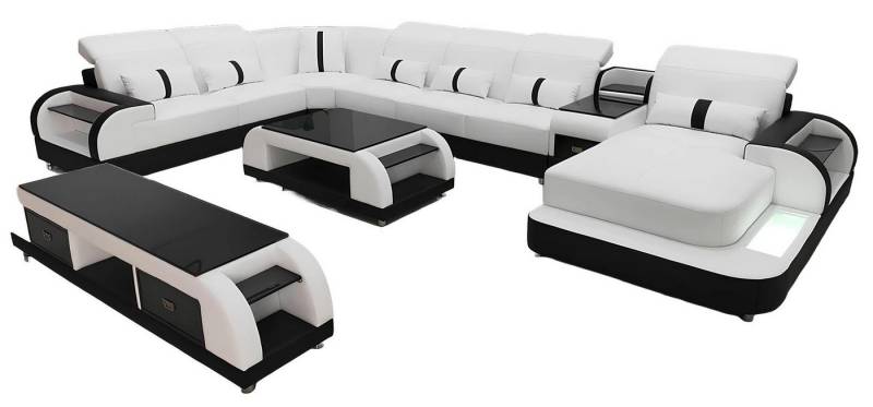 Xlmoebel Wohnzimmer-Set 3-teiliges Set für das Wohnzimmer mit Sofa, Couchtisch und Sideboard, (Ecksofa U-Form + Couchtisch + Sideboard), Hergestellt in Europa von Xlmoebel