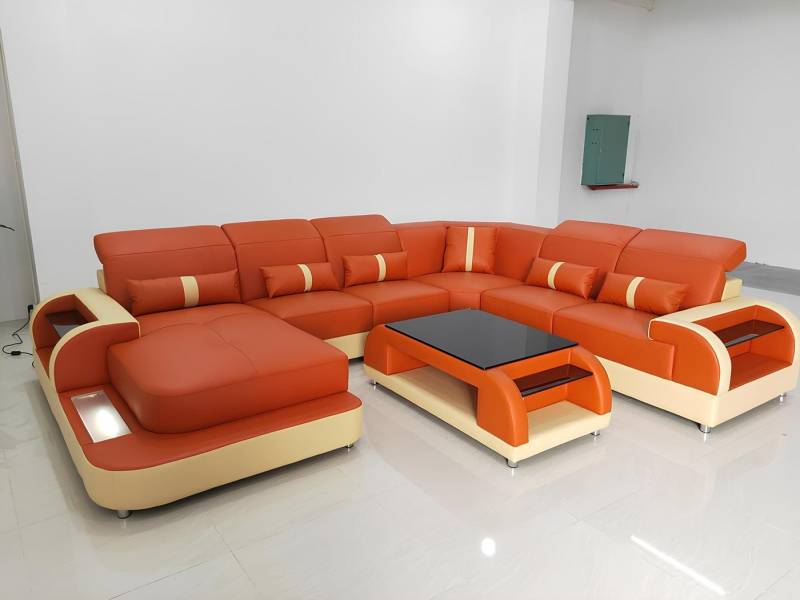Xlmoebel Wohnzimmer-Set 3-teiliges Set für das Wohnzimmer mit Sofa, Couchtisch und Sideboard, (Ecksofa U-Form + Couchtisch + Sideboard), Hergestellt in Europa von Xlmoebel