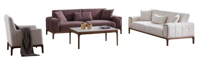 Xlmoebel Polstergarnitur 4-teiliges Set: Sofa 3+3+1-Sitzer mit Couchtisch, Polstermöbel, (4-tlg., 2x 3-Sitzer + Sessel + Couchtisch), Hergestellt in Europa von Xlmoebel