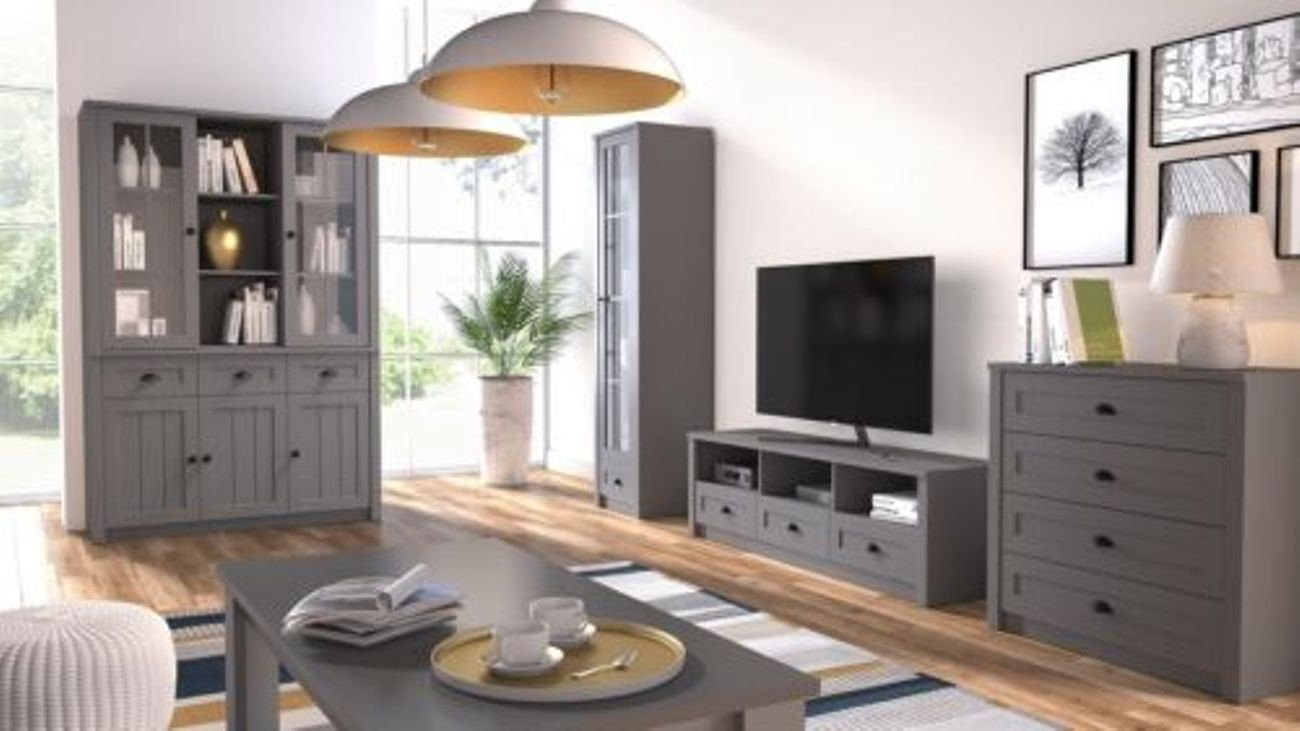 Xlmoebel Wohnwand 5-teiliges Wohnzimmermöbel-Set mit Designer-Sideboard und Couchtisch, (5-St., 5tlg.Wohnzimmer Set (RTV + Kommode + Couchtisch + 2x Vitrine), Hergestellt in Europa von Xlmoebel