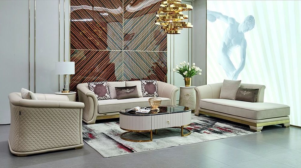 Xlmoebel Polstergarnitur 6-teilige Design-Sofagarnitur mit Couchtisch und Kissen, (Beistelltisch), Hergestellt in Europa von Xlmoebel