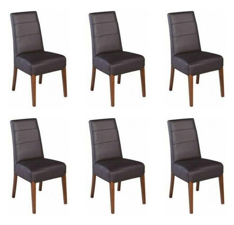 Xlmoebel Polsterstuhl 6er Set Stühle aus Massivholz mit Lederpolstern für das Esszimmer (6 St), Hergestellt in Europa von Xlmoebel