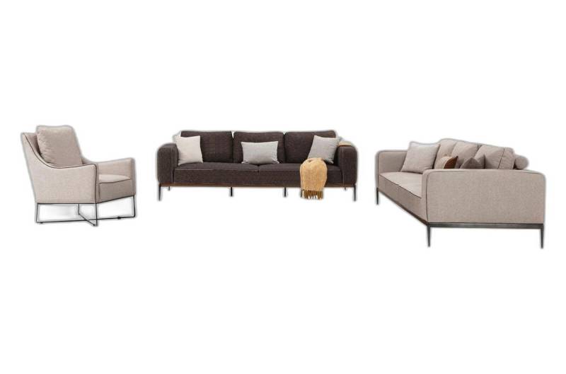 Xlmoebel Wohnzimmer-Set Beige 3-Sitzer Sofa Ensemble Moderne Sofa-Stühle Set, (3-St., 4-Sitzer + 3-Sitzer + Sessel), Hergestellt in Europa von Xlmoebel