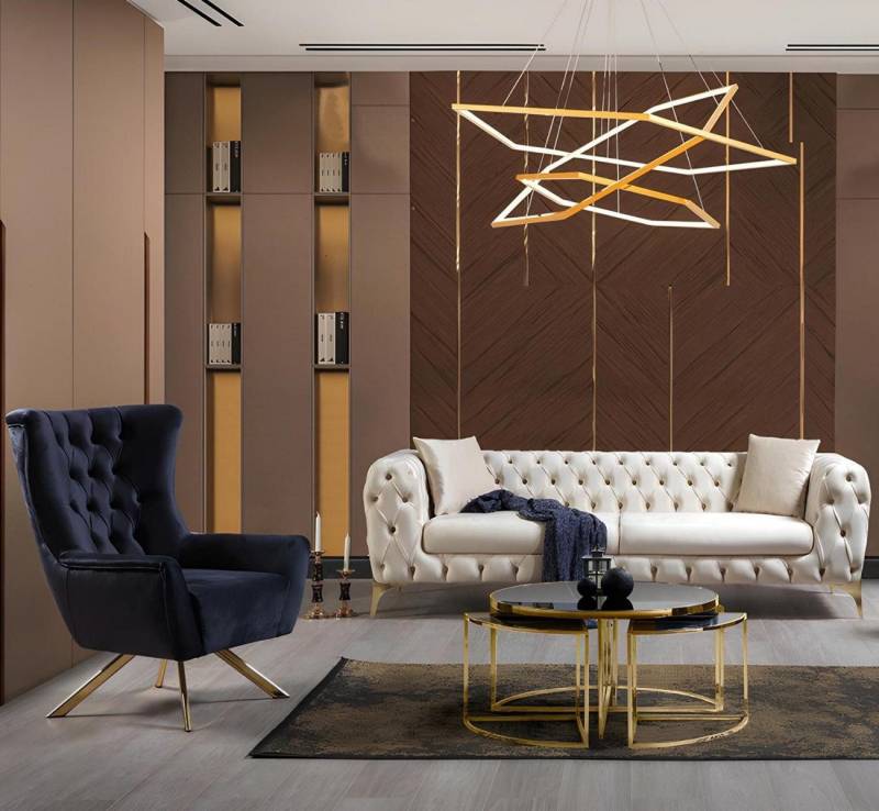 Xlmoebel Polstergarnitur Braunbüro Eckarbeitsplatz Moderner Aktenschrank 2-teiliges Ensemble, (2-tlg., 2tlg.Wohnzimmer Set(Sofa 3 Sitzer+Sessel), Hergestellt in Europa von Xlmoebel