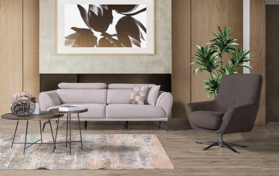 Xlmoebel Wohnzimmer-Set Braunes Wohnzimmer-Sofa Designer-Eleganz Relax-Sessel 2er Set, (1-St., Nur Sofa 3 Sitzer + Sessel), Hergestellt in Europa von Xlmoebel