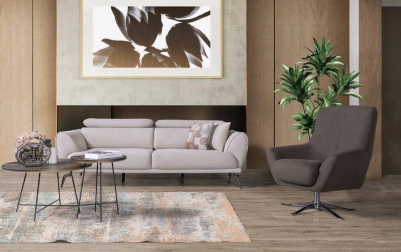 Xlmoebel Wohnzimmer-Set Braunes Wohnzimmer-Sofa Designer-Eleganz Relax-Sessel 2er Set, (1-St., Nur Sofa 3 Sitzer + Sessel), Hergestellt in Europa von Xlmoebel