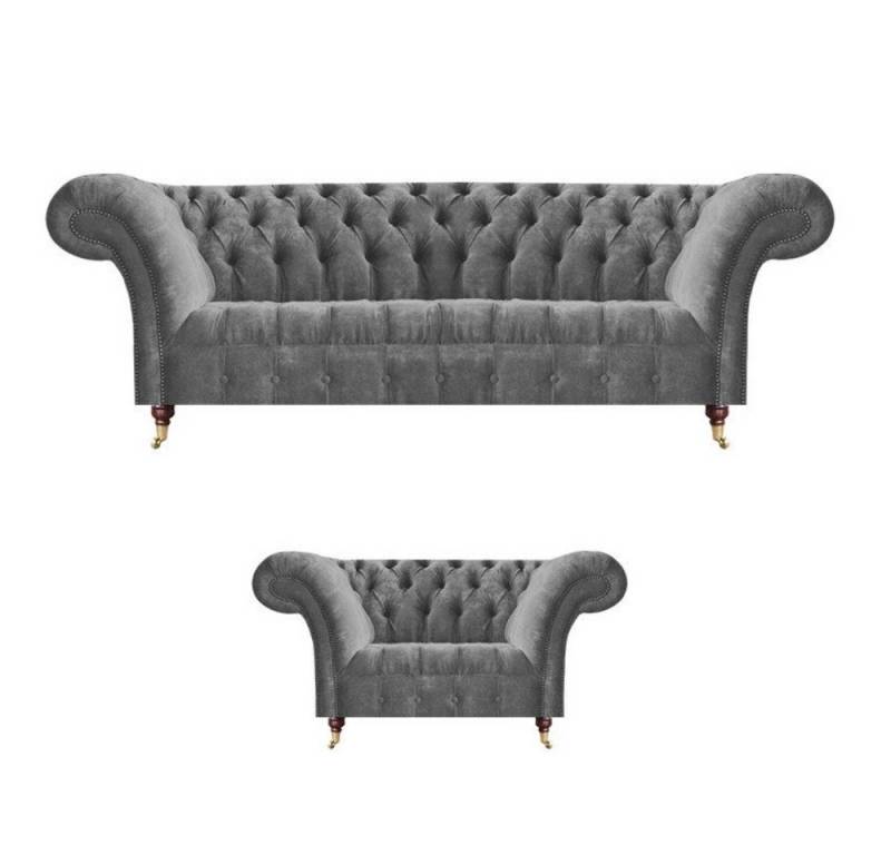 Xlmoebel Wohnzimmer-Set Chesterfield Polstercouchen Designer Sessel Wohnzimmer Möbel, (2tlg Wohnzimmer Set (Sofa 3 Sitzer + Sessel), Made in Europa von Xlmoebel