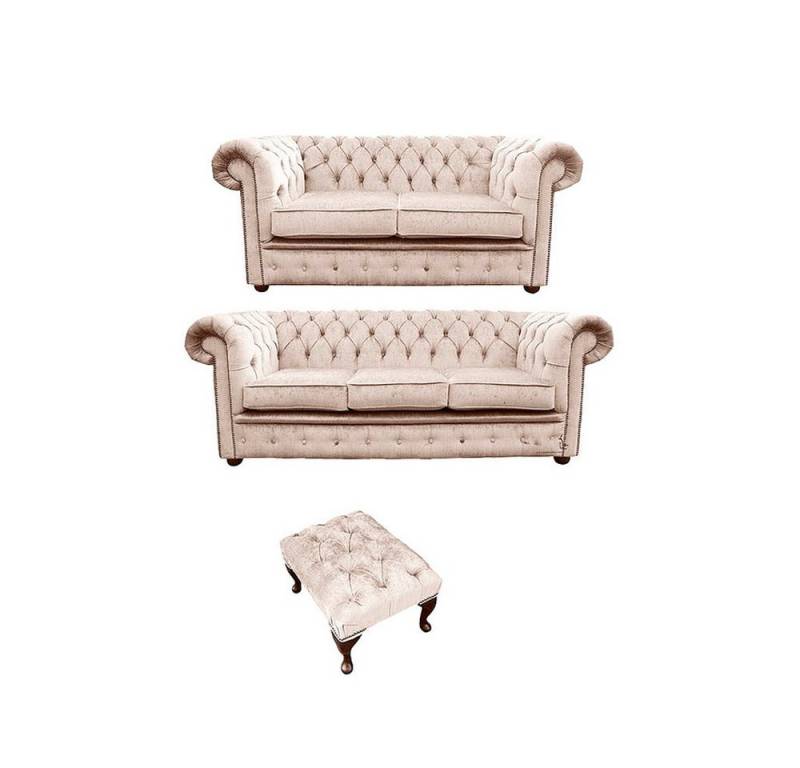 Xlmoebel Wohnzimmer-Set Chesterfield-Sofa Polstermöbel Klassik Echtleder 3-Sitzer + 2-Sitzer, (Chesterfield 3+2 Sitzer + Hocker - 64), Hergestellt in Europa von Xlmoebel