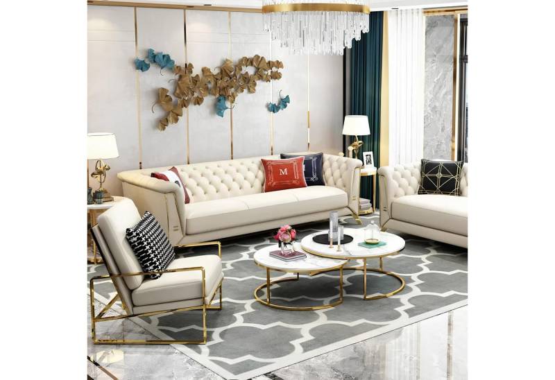 Xlmoebel Wohnzimmer-Set Chesterfield-Sofa Polstermöbel Sitzgarnitur 3+2 Sitzer Design Couch, (2-St., 3 Sitzer + 2 Sitzer), Hergestellt in Europa von Xlmoebel