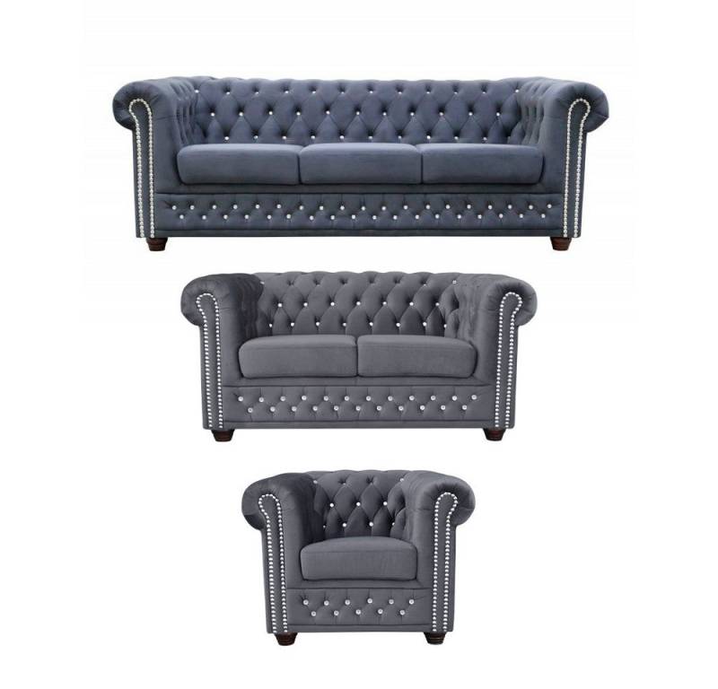 Xlmoebel Chesterfield-Sofa Chesterfield Wohnlandschaft mit 3-Sitzer 2-Sitzer Einzelsitzer, Hergestellt in Europa von Xlmoebel