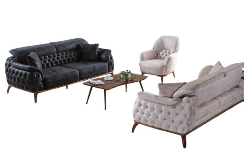 Xlmoebel Wohnzimmer-Set Couchset 3+3+1 Sitzer Zeitgemäß Relaxstuhl Chesterfield Moderner Stil, (3-St., 2x Sofas 3 Sitzer + 1x Sessel), Hergestellt in Europa von Xlmoebel