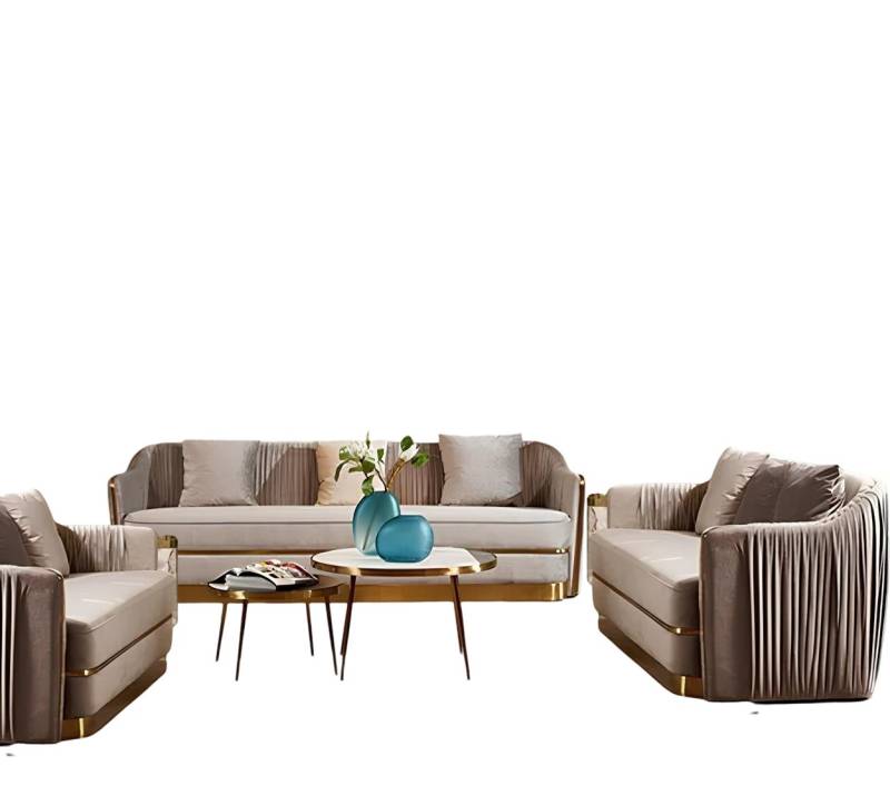Xlmoebel Wohnzimmer-Set Designer Sofa Set Polster Sitzmöbel Textil 3+2+2 Sofas Wohnlandschaft, (3-St., 3 Sitzer + 2 Sitzer + 2 Sitzer), Hergestellt in Europa von Xlmoebel