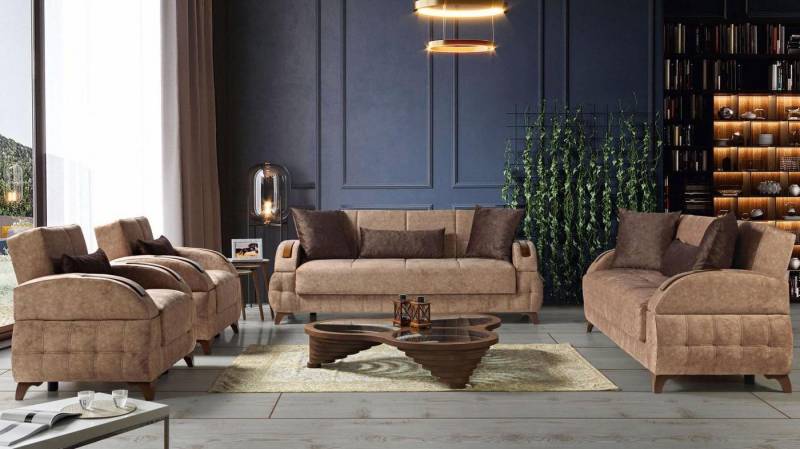 Xlmoebel Wohnzimmer-Set Designer-Sofa-Set mit 3-Sitzer, 2-Sitzer und 2 Sesseln in brauner, (4-St., 4tlg.Wohnzimmer Set(Sofagarnitur 3+2+1+1), Hergestellt in Europa von Xlmoebel