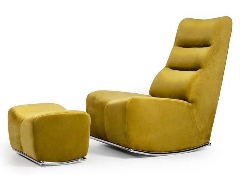 Xlmoebel Relaxsessel Designer Stoff Sessel mit Hocker Set für Wohnzimmer in luxuriösem (2-St., 2tlg Wohnzimmer Set (Sessel + Hocker), Hergestellt in Europa von Xlmoebel