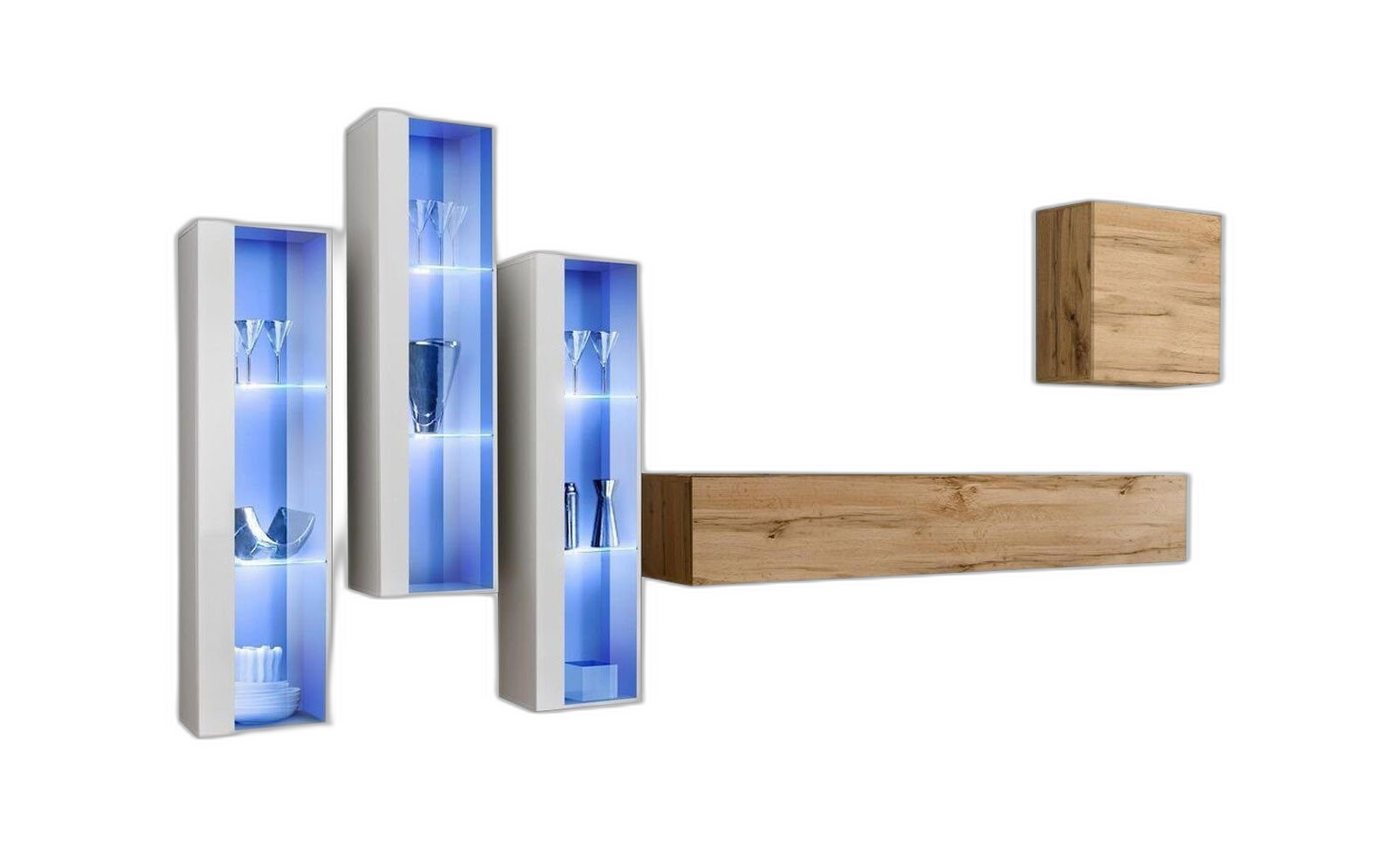 Xlmoebel Wohnwand Designersoftwohnwand TV Halter Hochglanz Sideboard, (6-St., 1x Wohnwand + 1x TV Ständer + 4x Wandschrank), Hergestellt in Europa von Xlmoebel