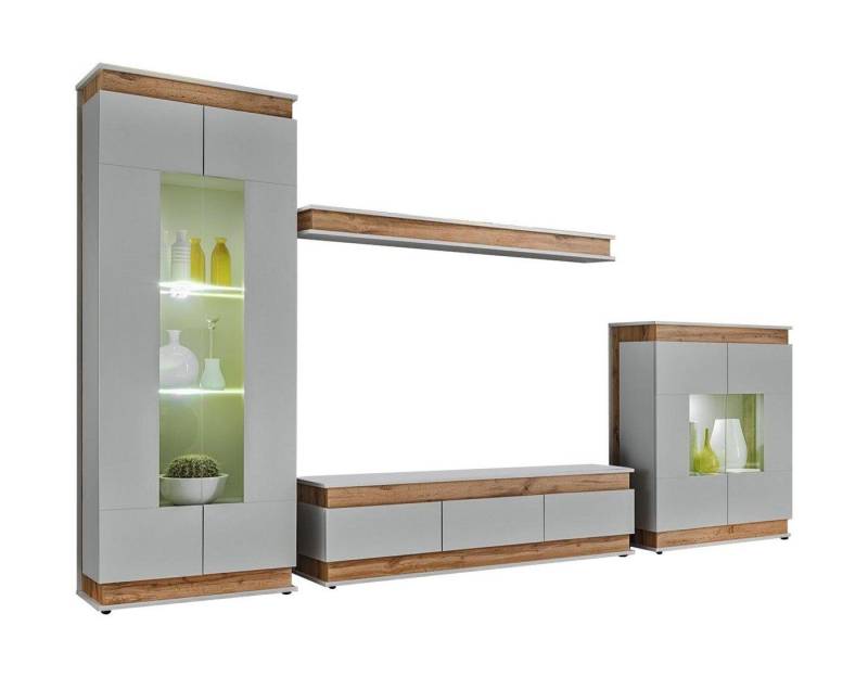 Xlmoebel Wohnzimmer-Set Elegante Wohnwand TV Halter Holz Möbel Vitrine Wohnzimmer Ensemble, (3-St., TV-Ständer + Regal + Vitrine), Hergestellt in Europa von Xlmoebel