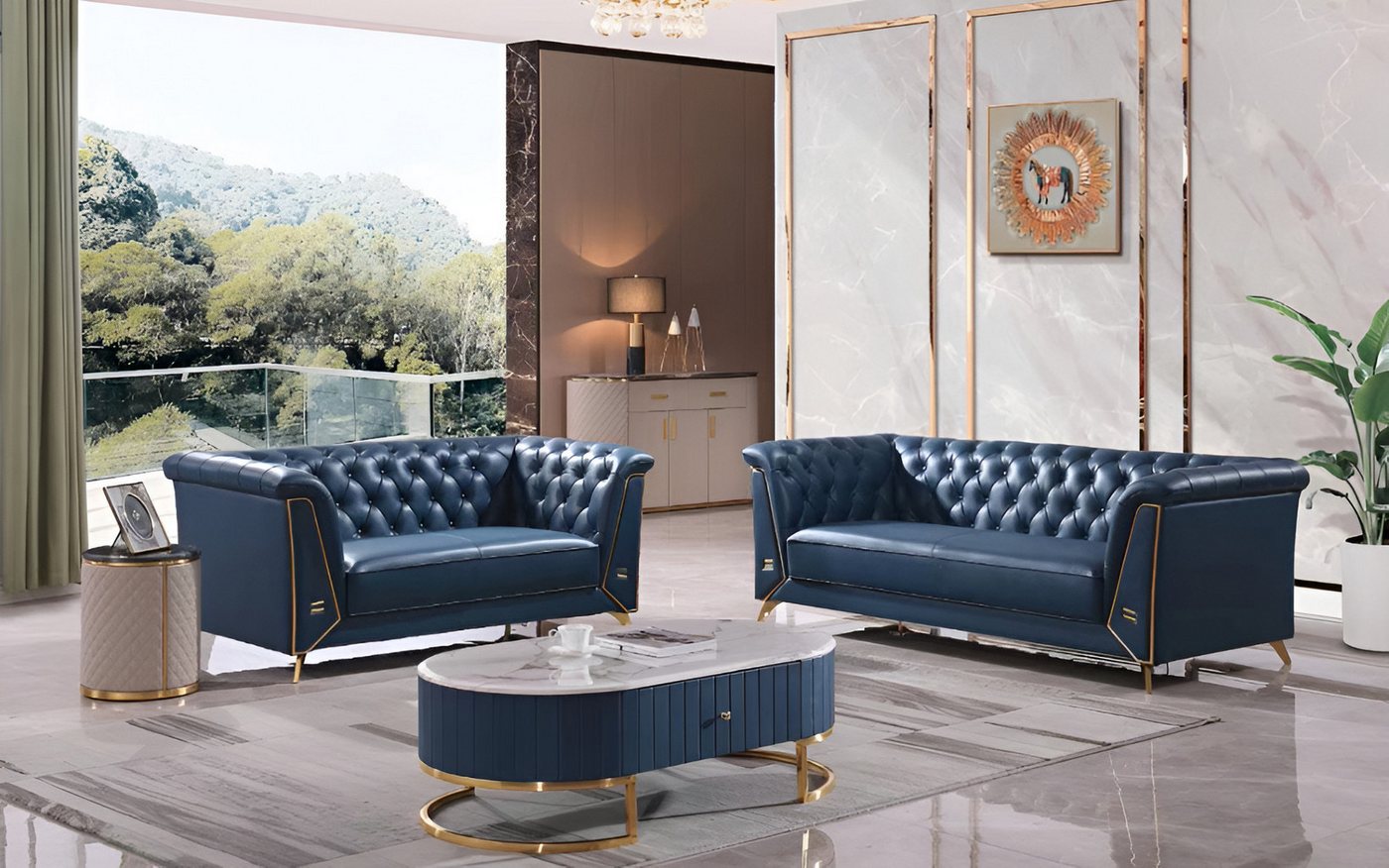 Xlmoebel Sitzgruppe Exklusive Chesterfield Sofa Garnitur 3-Sitzer und 2-Sitzer, (2-tlg., Sofagarnitur 3 + 2 - Sitzer), Hergestellt in Europa von Xlmoebel