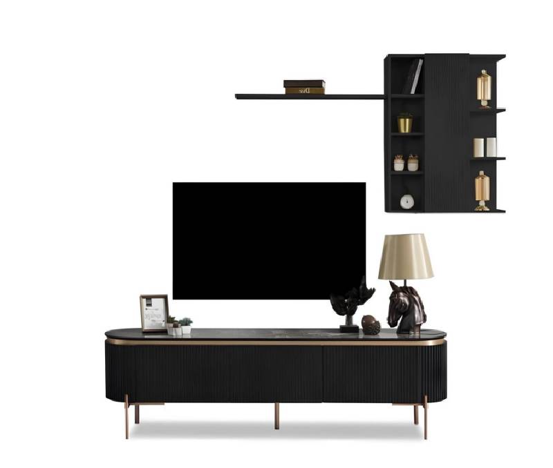 Xlmoebel Wohnwand Exklusives 2-teiliges Wohnzimmer-Ensemble mit TV-Unterschrank, (2tlg.Wohnzimmer Set (TV Lowboard+Wandschrank mit Regal), Hergestellt in Europa von Xlmoebel