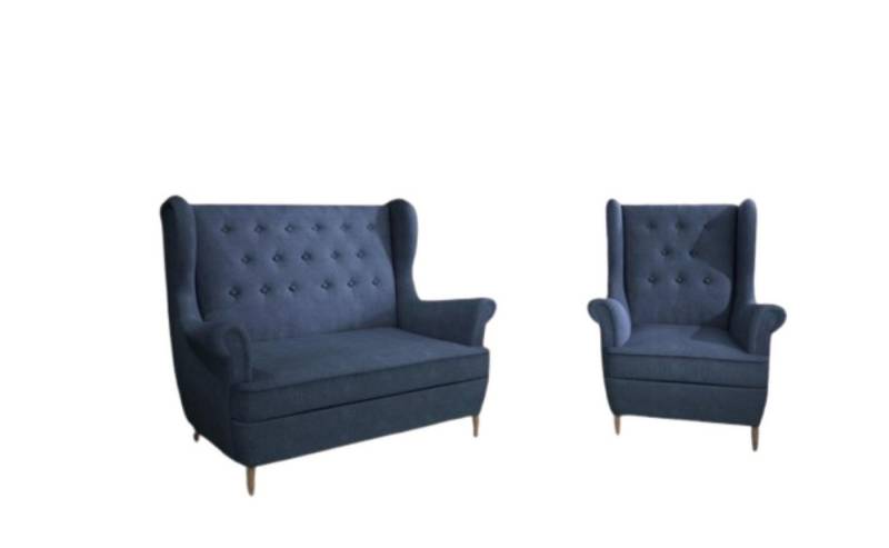Xlmoebel Wohnzimmer-Set Grau gepolsterte Chesterfield Sofagarnitur 2+1 Sitzer Couch, (2-St., Sofagarnitur 2 + 1 Sitzer), Hergestellt in Europa von Xlmoebel
