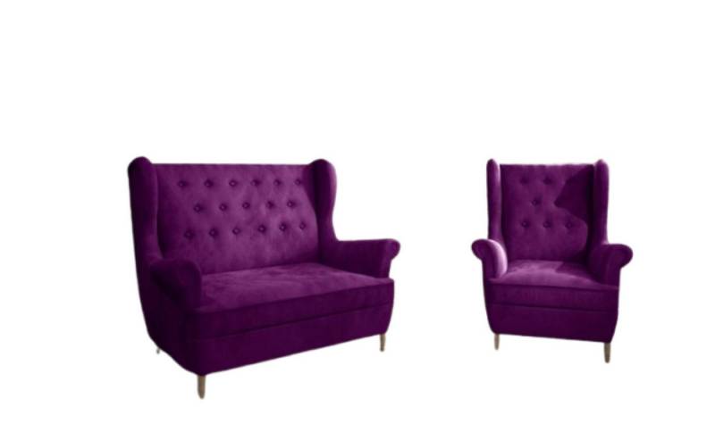 Xlmoebel Wohnzimmer-Set Grau gepolsterte Chesterfield Sofagarnitur 2+1 Sitzer Couch, (2-St., Sofagarnitur 2 + 1 Sitzer), Hergestellt in Europa von Xlmoebel