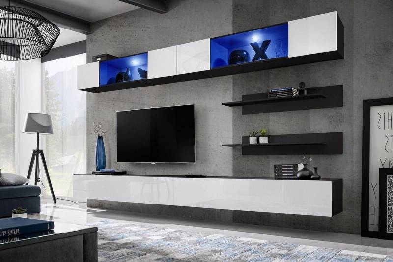 Xlmoebel Wohnwand Holz Möbel Wohnkombination 2x Schrank Regale Design Set Dekoration, (7-St., 1x Wohnwand + 2x TV Ständer + 2x Wandschrank + 2x Wandregal), Hergestellt in Europa von Xlmoebel