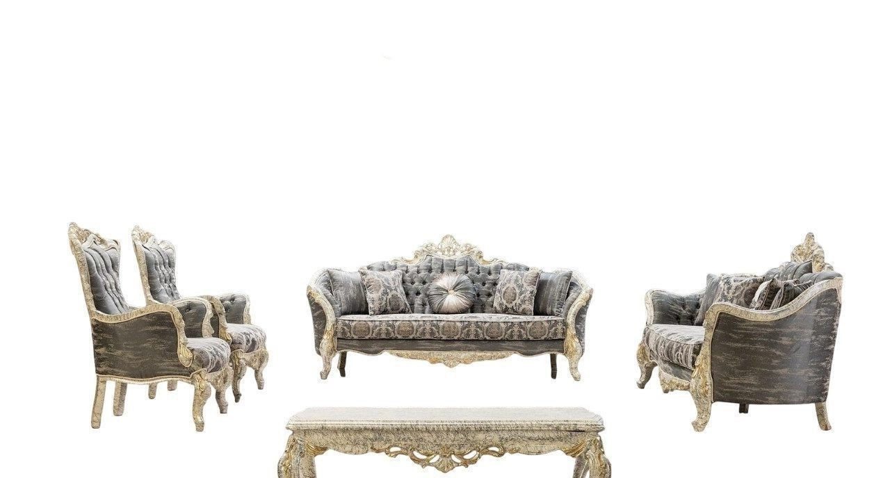 Xlmoebel Wohnzimmer-Set Klassische Barock Sofa Wohnzimmer Möbel Komplett Paket 5tlg, (5-St., 2x Sofa 3 Sitzer / 2x Sessel / Couchtisch), Hergestellt in Europa von Xlmoebel