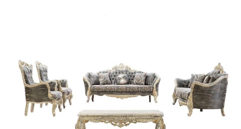 Xlmoebel Wohnzimmer-Set Klassische Barock Sofa Wohnzimmer Möbel Komplett Paket 5tlg, (5-St., 2x Sofa 3 Sitzer / 2x Sessel / Couchtisch), Hergestellt in Europa von Xlmoebel