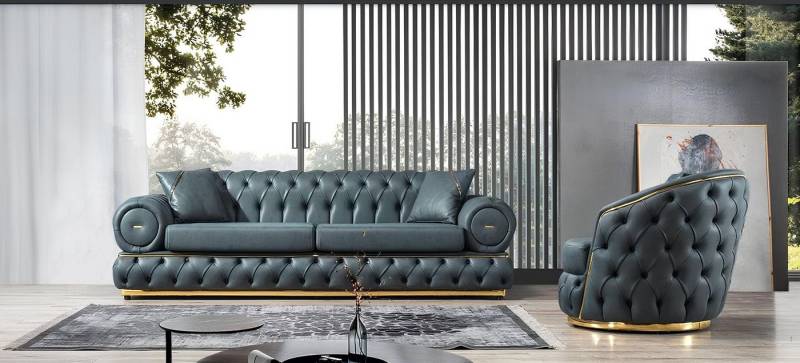 Xlmoebel Wohnzimmer-Set Luxuriöse Chesterfield-Sitzgruppe mit einem Dreisitzer- und einem, (2-St., Sofagarnitur 3+1 Sitzer), Hergestellt in Europa von Xlmoebel