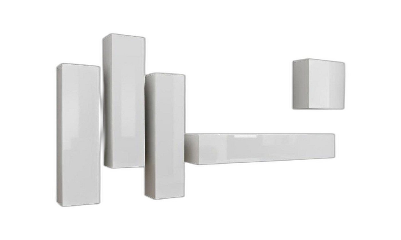 Xlmoebel Wohnzimmer-Set Luxuriöse Wohnzimmermöbelset in Weiß, Wandregal Wohnkombination Holz, (6-St., 1x Wohnwand + 1x TV Ständer + 4x Wandschrank), Hergestellt in Europa von Xlmoebel