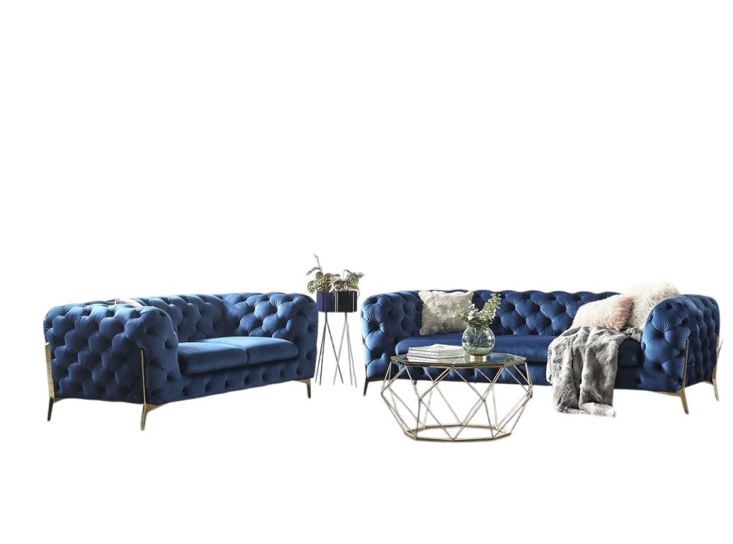 Xlmoebel Wohnzimmer-Set Luxuriöses Designer-Sofa aus edlem Stoff mit Samtbezug - Chesterfield, (3Sitzer + 2Sitzer 1346), Hergestellt in Europa von Xlmoebel