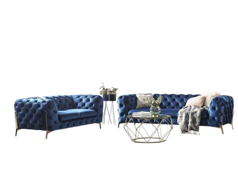 Xlmoebel Wohnzimmer-Set Luxuriöses Designer-Sofa aus edlem Stoff mit Samtbezug - Chesterfield, (3Sitzer + 2Sitzer 1346), Hergestellt in Europa von Xlmoebel