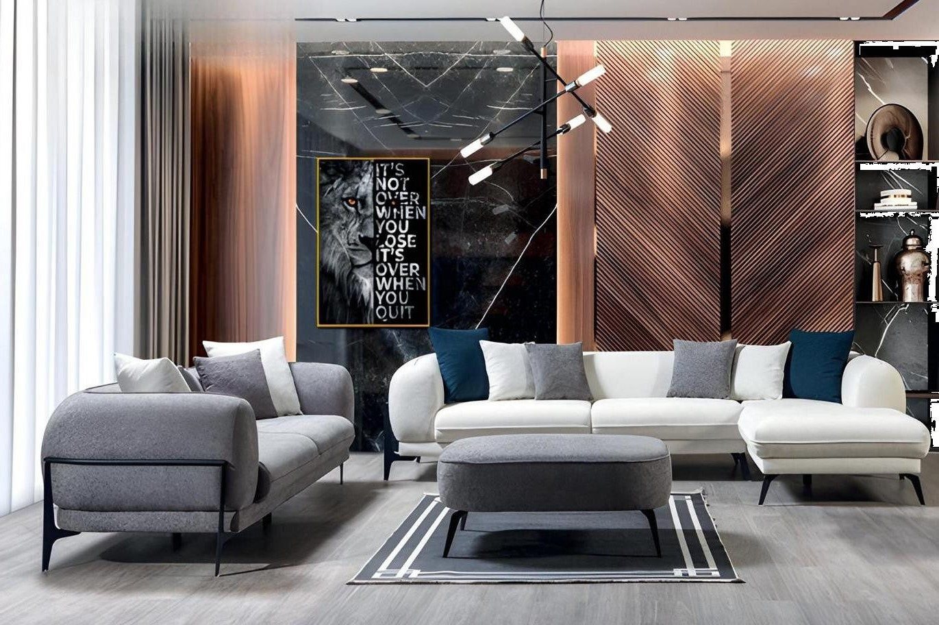 Xlmoebel Wohnzimmer-Set Luxuriöses L-Form Sofa in Weiß-Grau mit Designer 3-Sitzer 2-teiliges, (2-St., 2tlg.Wohnzimmer Set(Sofa 3 Sitzer+Ecksofa L-Form), Hergestellt in Europa von Xlmoebel