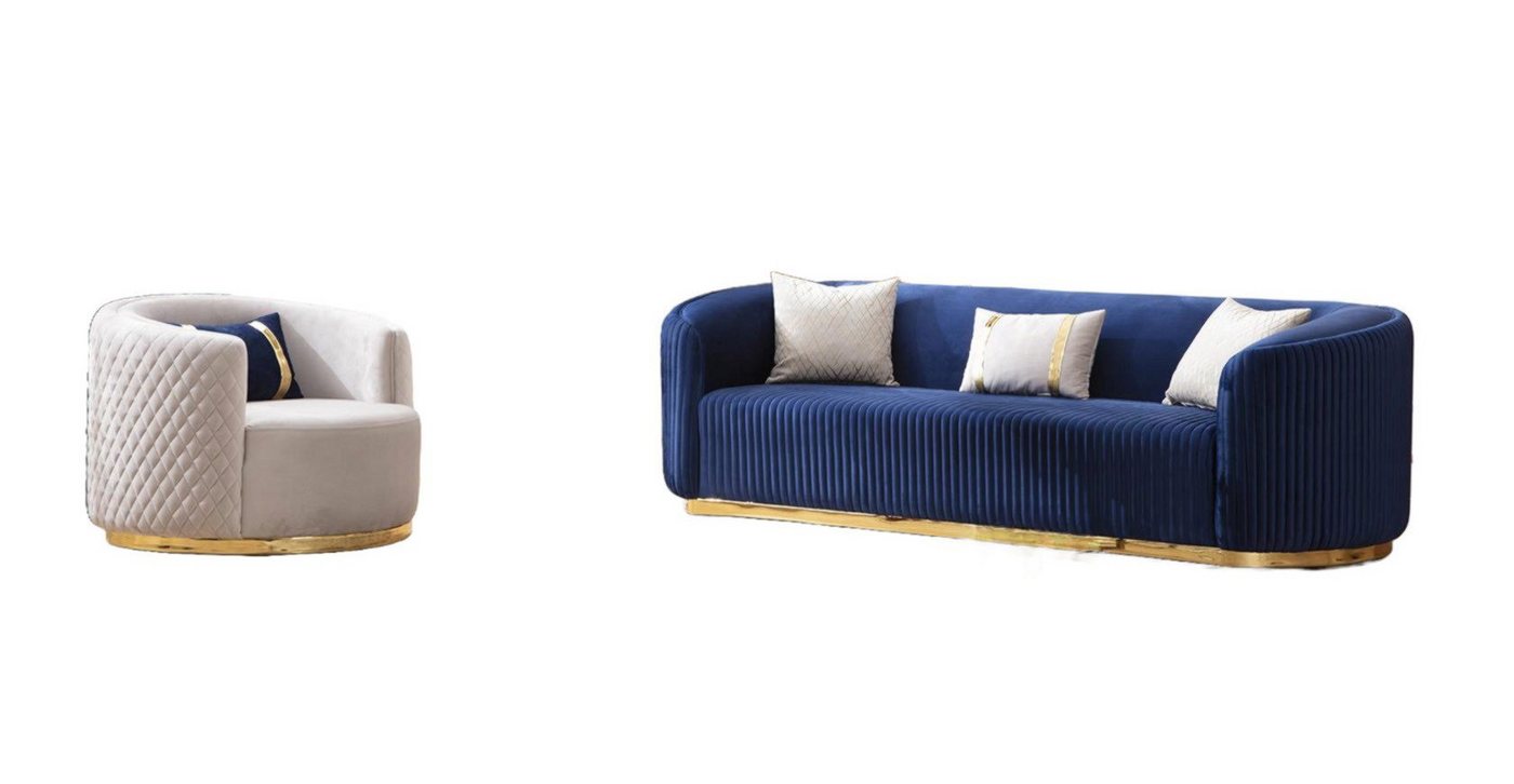 Xlmoebel Polstergarnitur Luxuriöses Set aus modernem Dreisitzer-Sofa und Sessel, (Sofagarnitur 3+1 Sitzer), Hergestellt in Europa von Xlmoebel
