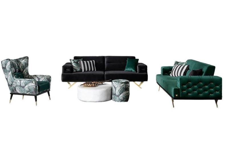 Xlmoebel Wohnzimmer-Set Luxuriöses Set für das 6tlg. Modern Wohnzimmer Set, (6tlg.Wohnzimmer Set (Sofagarnitur 3 + 3 + 1 Sitzer + Hocker + Couchtis), Hergestellt in Europa von Xlmoebel